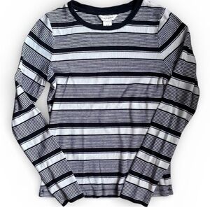 Club Monaco Striped Long Sleeve Tee Black and White Size Medium